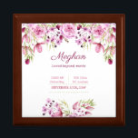 Baby Girl Birth Stats Pink Purple Floral Keepsake Gift Box<br><div class="desc">Lovely little keepsake box for a baby girl's nursery. The pretty floral design has watercolor flowers in shades of pink, purple and green. The template is set up for you to add the baby's name and birth stats, including time and date of birth, weight and length. You can also add...</div>