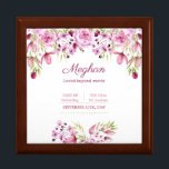 Baby Girl Birth Stats Pink Purple Floral Keepsake Gift Box<br><div class="desc">Lovely little keepsake box for a baby girl's nursery. The pretty floral design has watercolor flowers in shades of pink, purple and green. The template is set up for you to add the baby's name and birth stats, including time and date of birth, weight and length. You can also add...</div>