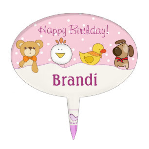 Baby Girl Birthday Cake Topper