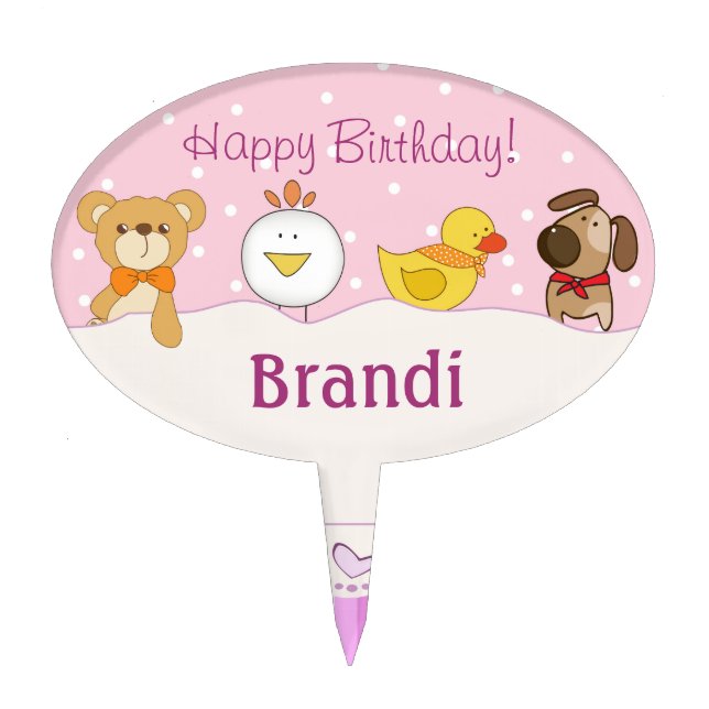 Baby Girl Birthday Cake Topper (Front)