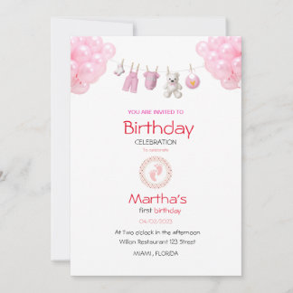 baby girl birthday invitation card