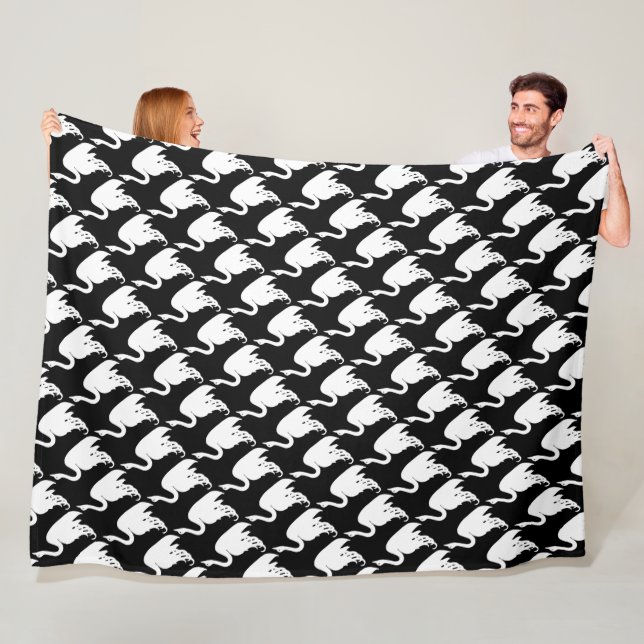 Baby Girl Black and White Swan Pattern Fleece Blanket (In Situ)
