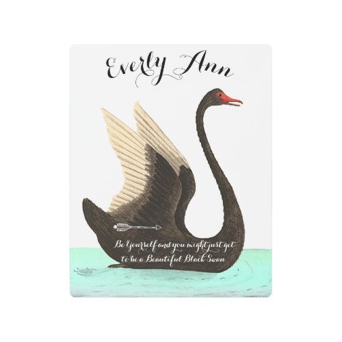 Baby Girl Black Swan With Quote Metal Print