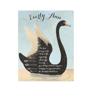 Baby Girl Black Swan With Quote Metal Print