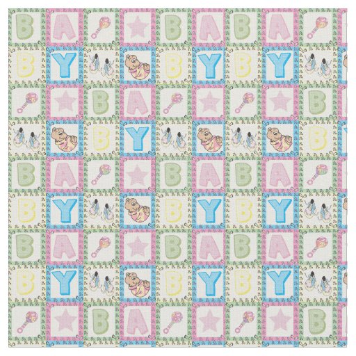 Baby Girl Blocks Fabric