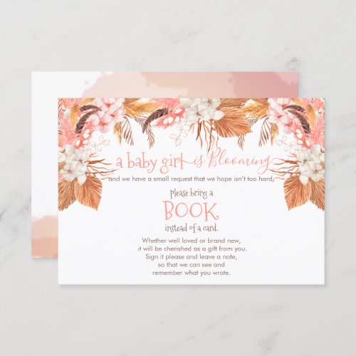 Baby Girl Blooming Pampas Grass Book Request Enclosure Card