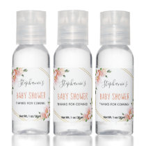 Baby Girl Blush Pink Gold Floral Baby Shower Hand Sanitizer
