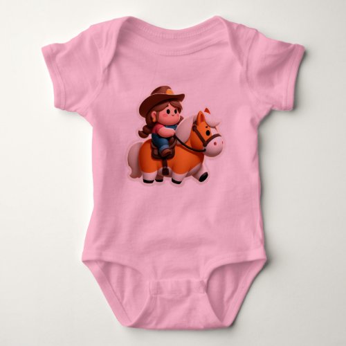 Baby girl bodysuit with a little cowgirl