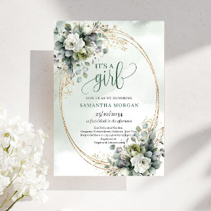 Baby Girl Bohemian Gold It’s a Girl Invitation
