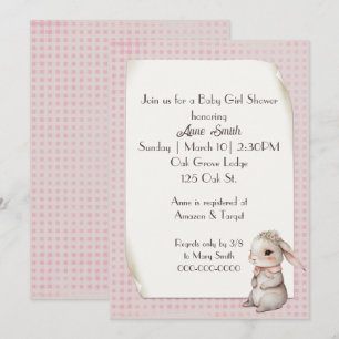 Baby Girl Boho Bunny Baby Shower Invitation