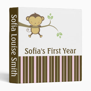 Baby Girl Book First Year Monkey Binder