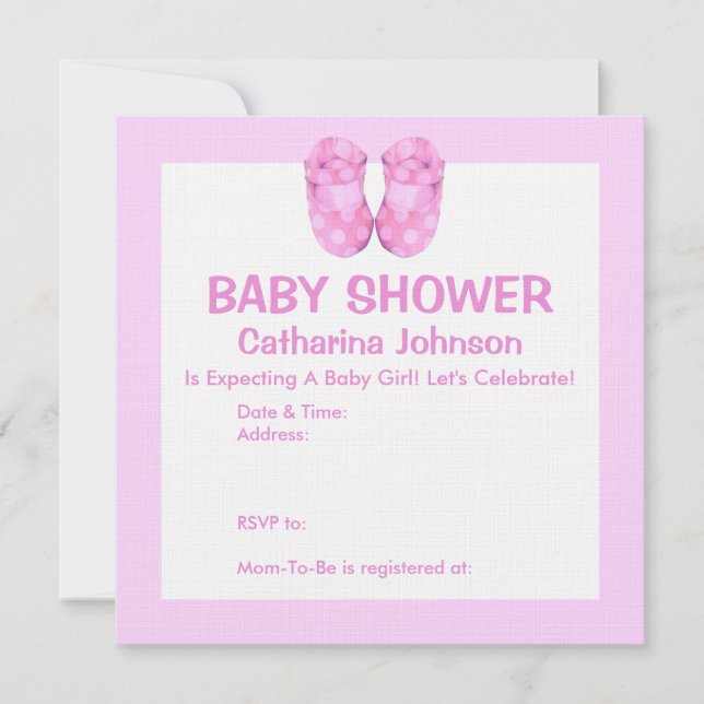 Baby Girl Booties Baby Shower Invitation (Front)