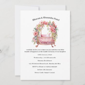 Baby Girl Boy Cradle Ceremony Floral Invitation by thepapershoppe at Zazzle