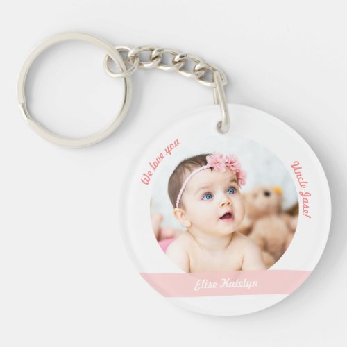 Baby Girl Boy Twins 2 Photos Names Uncle Modern Keychain