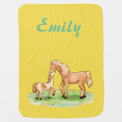 Baby Girl Boy Unisex Horse Equestrian Pony Western Receiving Blanket
