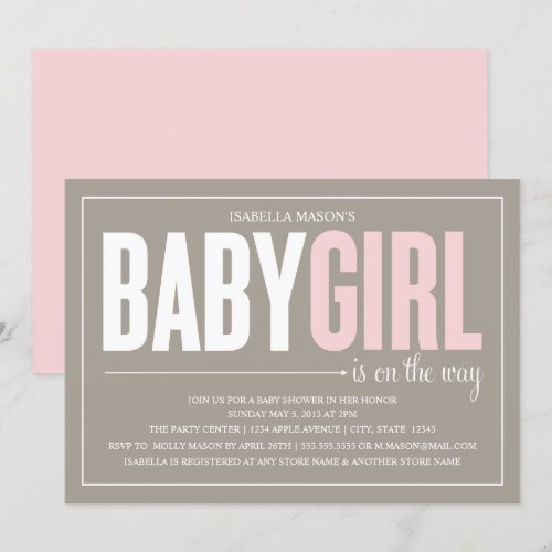 5 x 7 Baby Girl | Baby Shower Invite