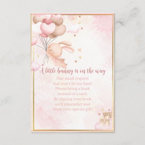 Baby Girl Bunny Baby Shower Books for baby Enclosure Card