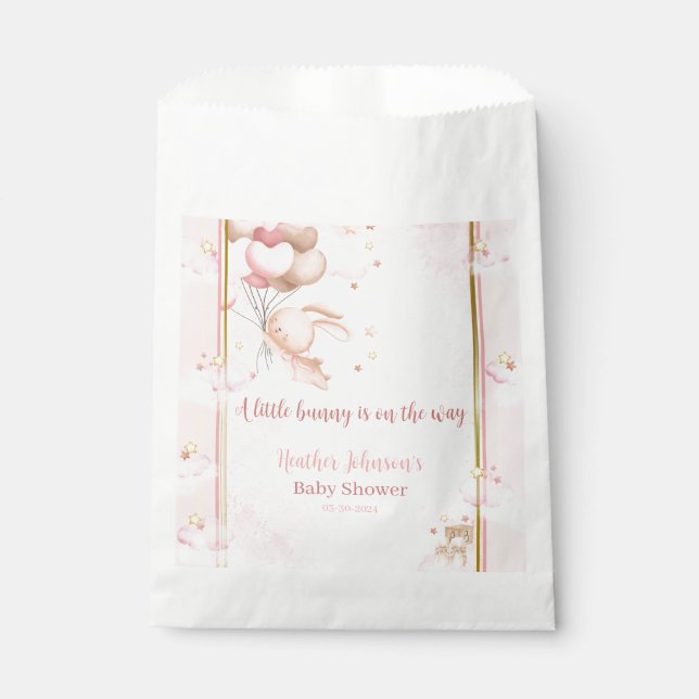 Baby Girl Bunny Baby Shower Favor Bag (Front)