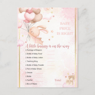 Baby Girl Bunny Baby Shower Game Postcard