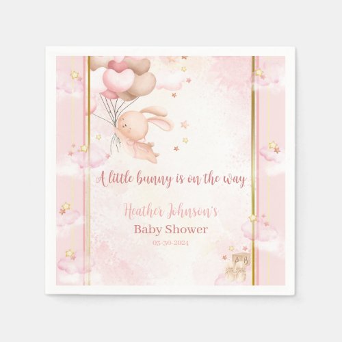 Baby Girl Bunny Baby Shower Napkins