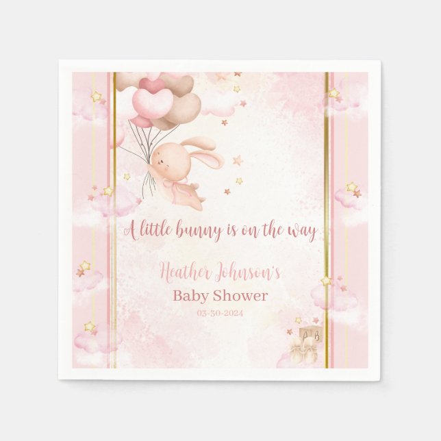 Baby Girl Bunny Baby Shower Napkins (Front)