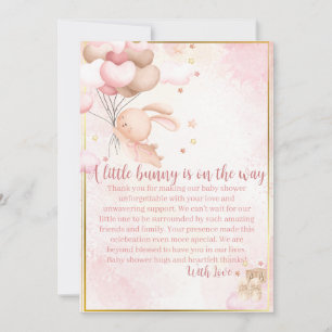 Baby Girl Bunny Baby Shower Thank You Card