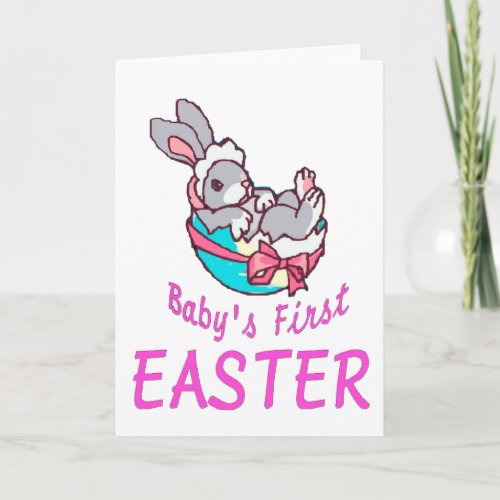 Baby Girl Bunny First Easter Holiday Card