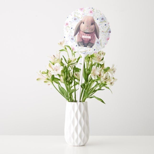 Baby Girl Bunny Floral Balloon (Vase)