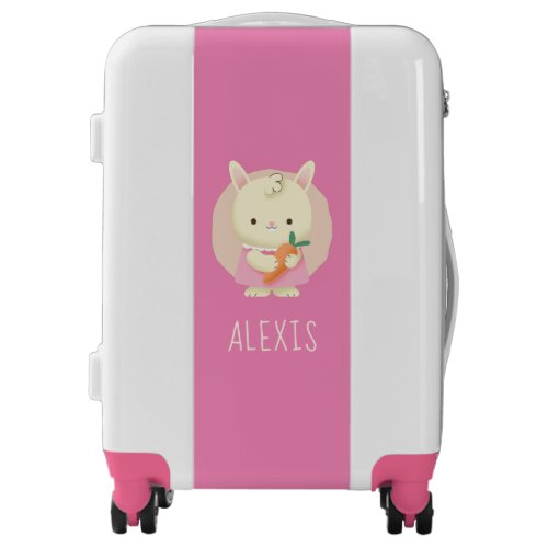 Baby Girl Bunny Rabbit  Carrot Kids Name Pink Luggage