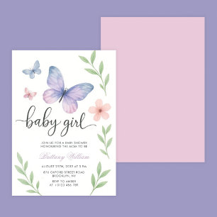 Baby Girl Butterfly Baby Shower  Invitation