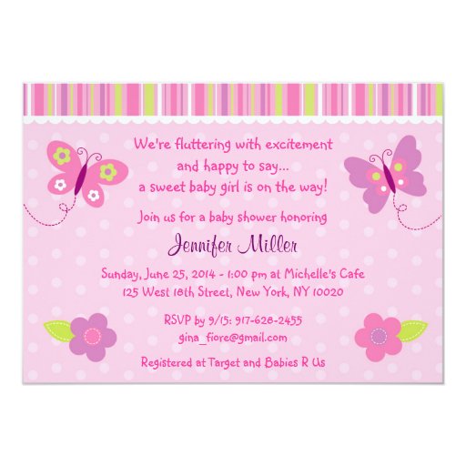 Baby Girl Butterfly Baby Shower Invitations | Zazzle