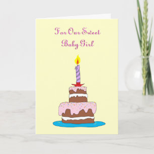 Baby Girl, Cake First Birthday Card