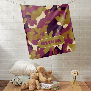 Baby girl camouflage camo nursery decor blanket