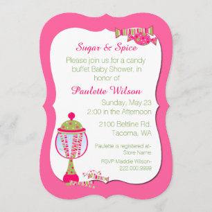 Baby Girl Candy Buffet Shower Invitation