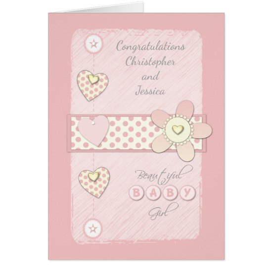 Baby Girl Card Pink - congratulations