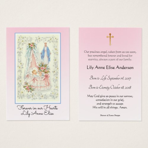 Baby Girl Catholic Funeral Memorial Holy Card _
