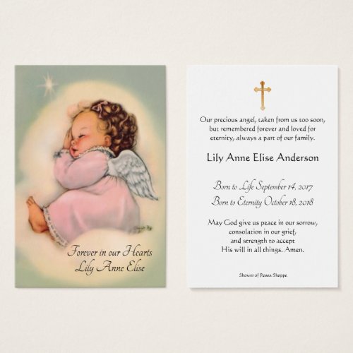 Baby Girl Catholic Funeral Memorial Holy Card _