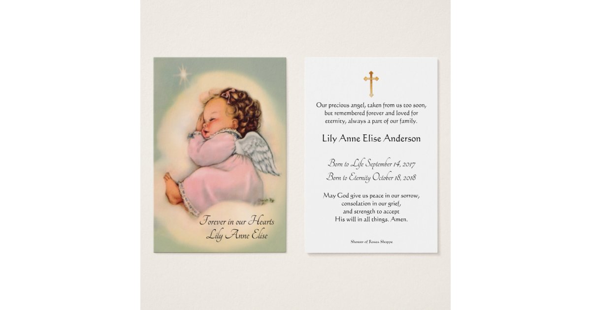Baby Girl Catholic Funeral Memorial Holy Card - | Zazzle