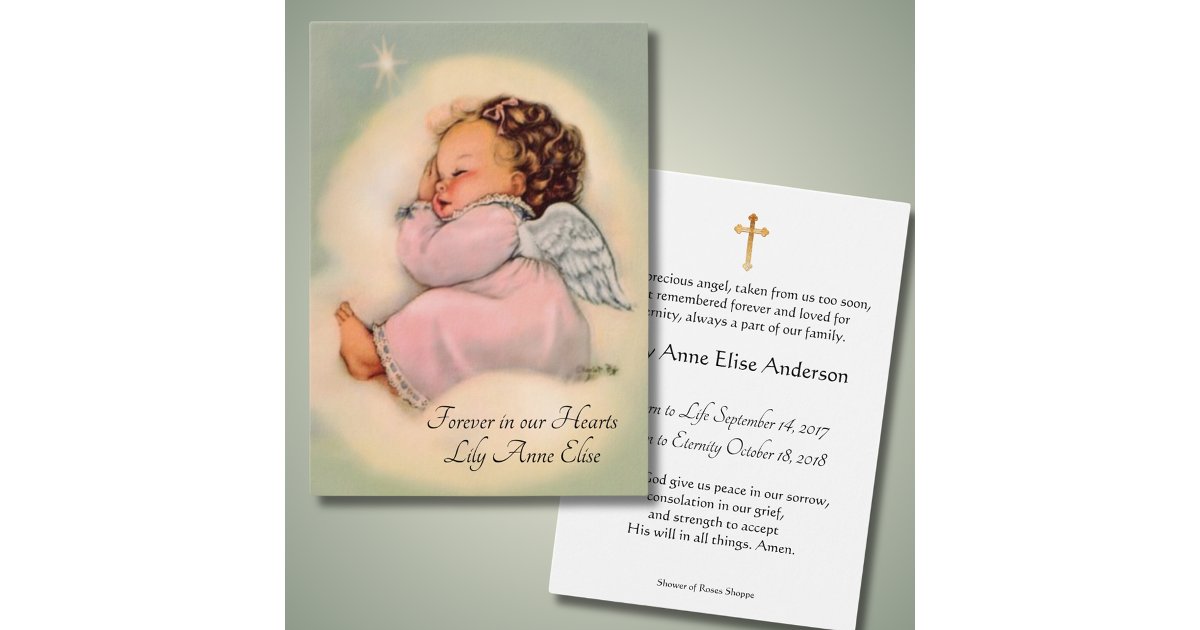 Baby Girl Catholic Funeral Memorial Holy Card - | Zazzle