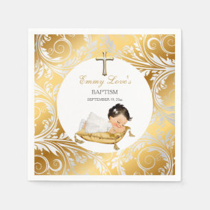 Baby Girl Christening Baptism Gold Silver Napkins