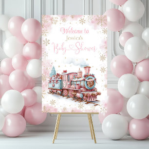Baby Girl Christmas Train Holiday Baby Shower Foam Board