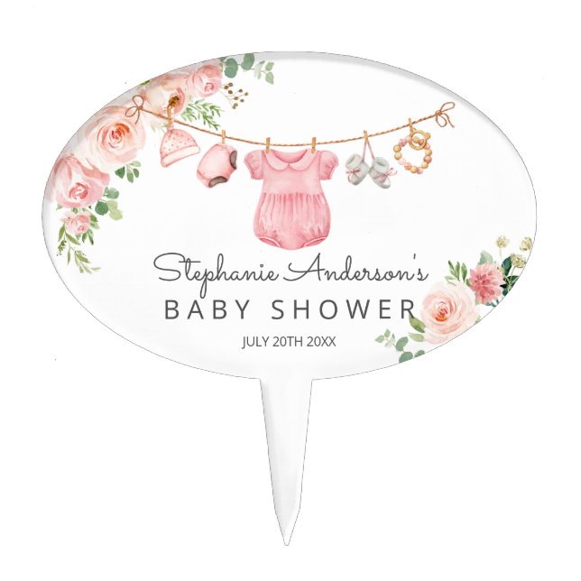 Baby Girl Clothes Baby Shower Cake Pick (Front)