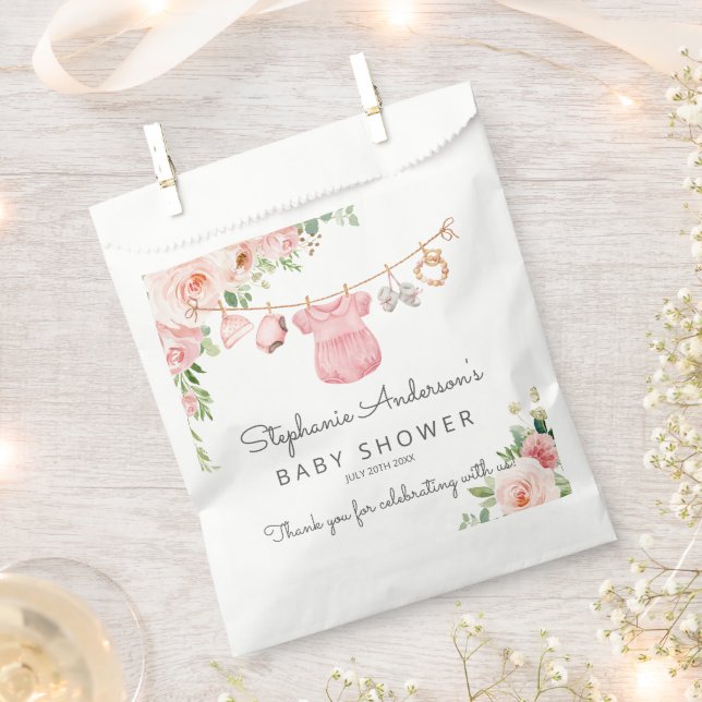 Baby Girl Clothes Baby Shower Favor Bags (Clipped)