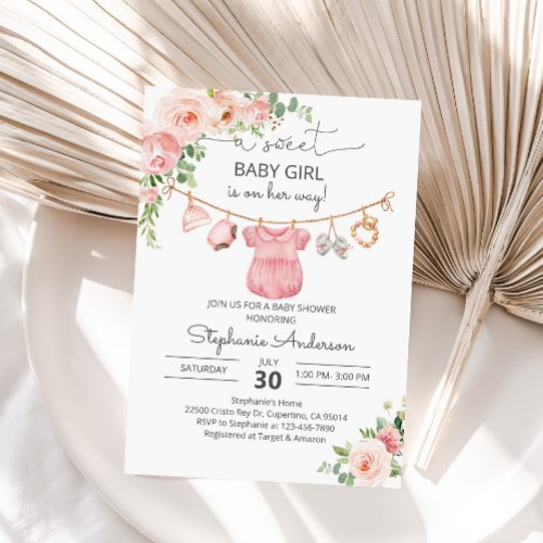 Baby girl clothes baby shower Invitation