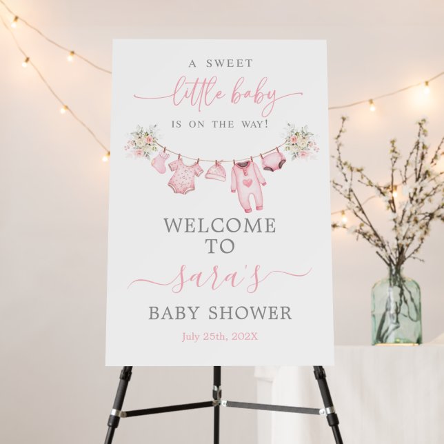 Baby Girl Clothes Baby Shower Welcome Foam Board (In Situ (Stand))