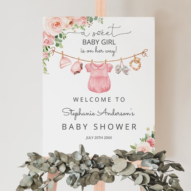 Baby girl clothes baby shower welcome sign (Creator Uploaded)