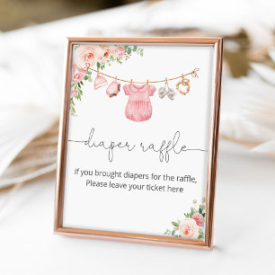 Baby girl clothes diaper raffle sign
