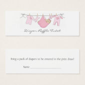 Baby Girl Clothes Line Diaper Raffle - Skinny Card (Front & Back)