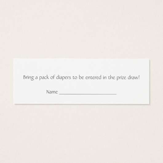 Baby Girl Clothes Line Diaper Raffle - Skinny Card (Back)