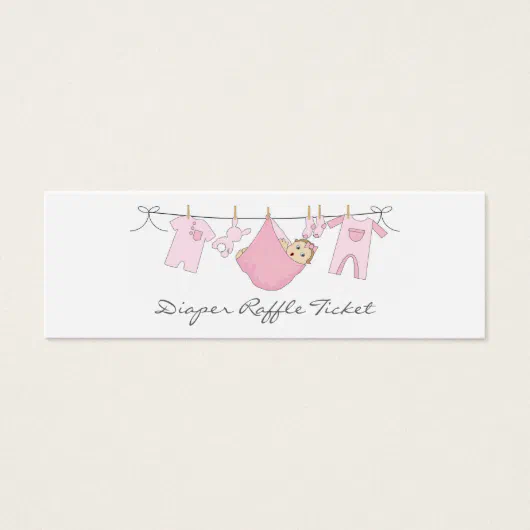Clothes Line Raffle Baby Girl Clothes Line Diaper Raffle - Skinny Card | Zazzle